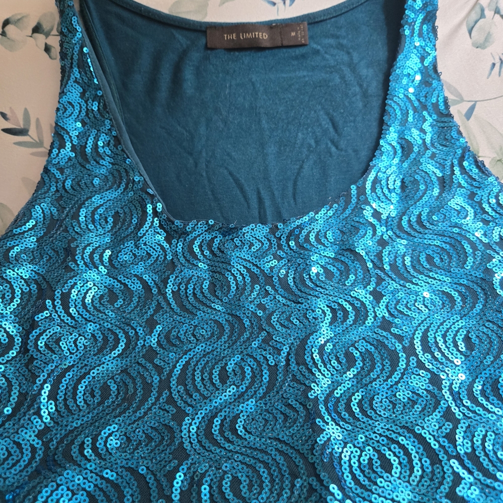 The Limited Turquoise Sequin Tank Top